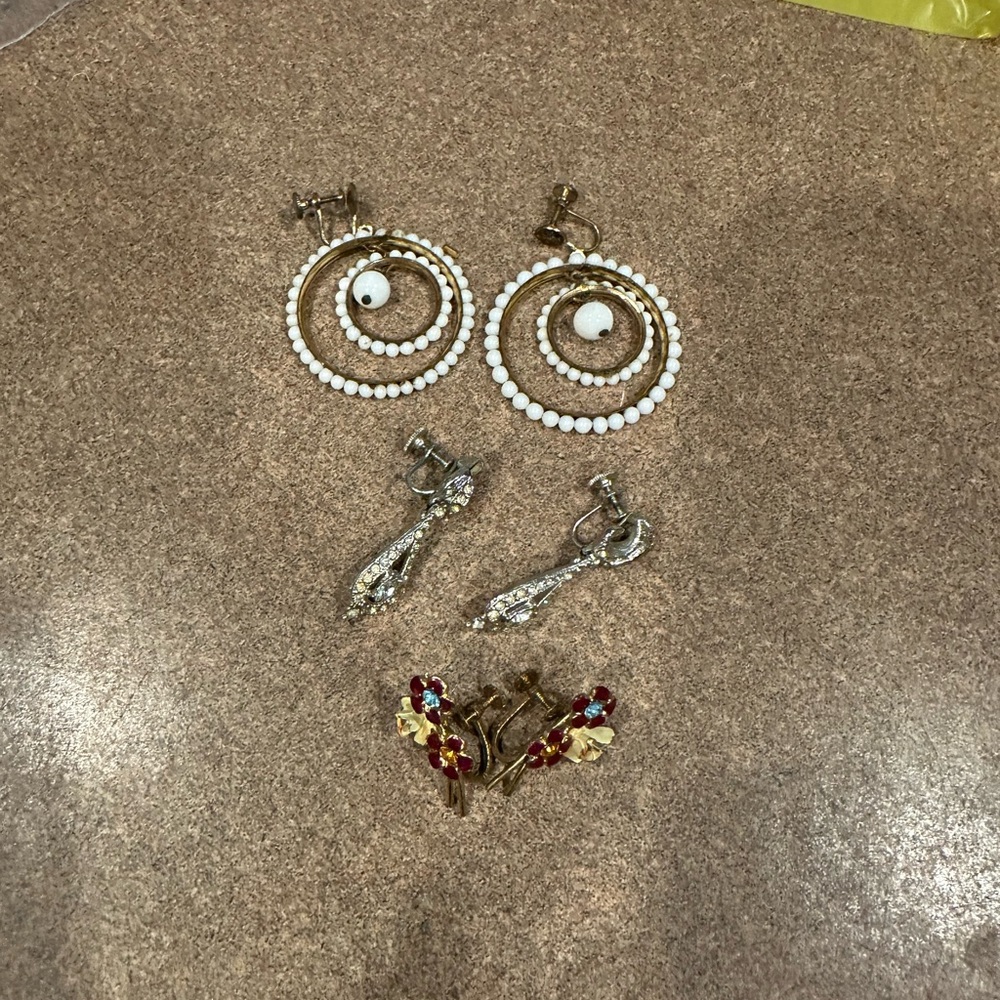Vintage clip on lot of 3 earrings